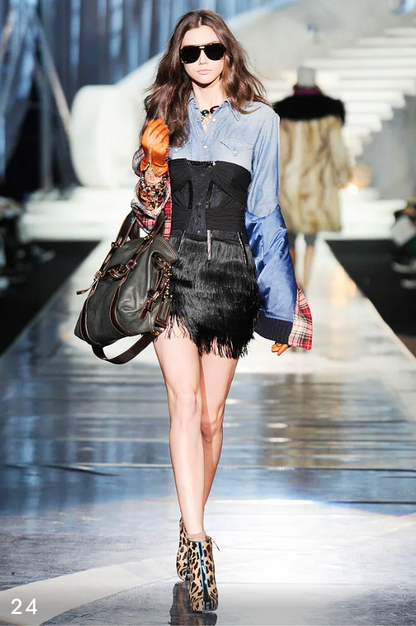 Dsquared² Corseted Fringe Mini Dress