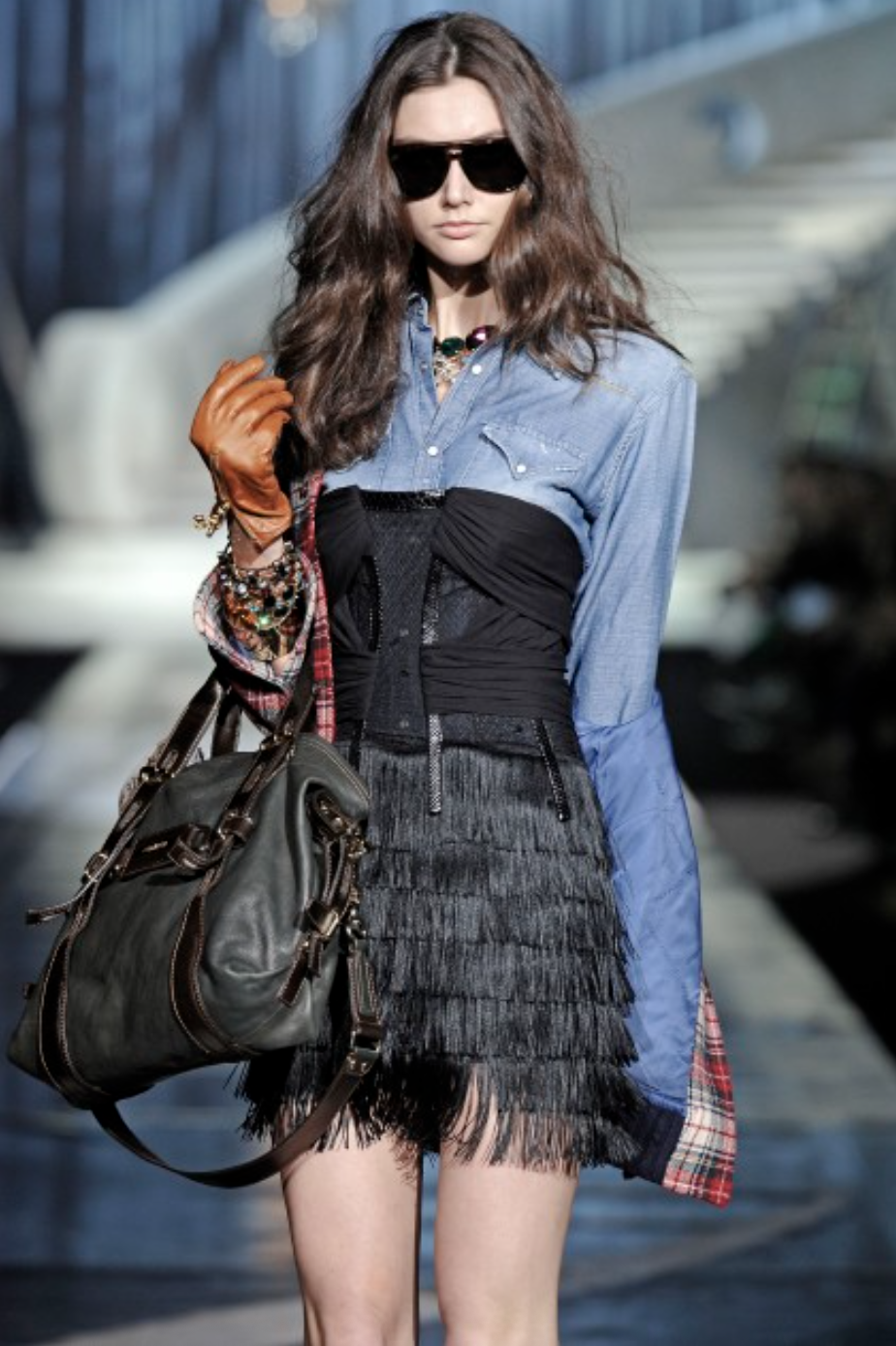 Dsquared² Corseted Fringe Mini Dress