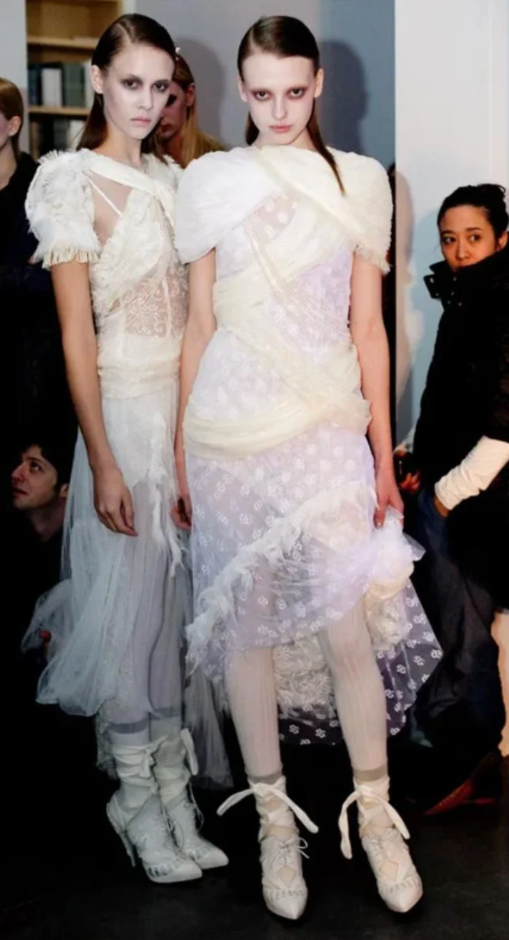 Rodarte x Nicholas Kirkwood White Structural Melted Wax Tie Heels
