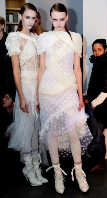 Rodarte x Nicholas Kirkwood White Structural Melted Wax Tie Heels