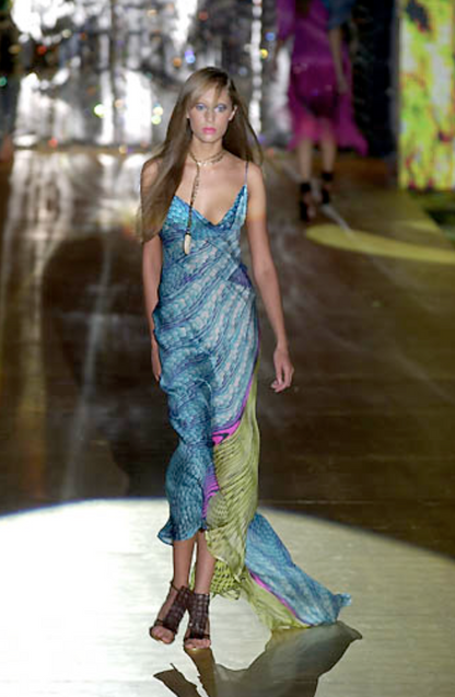 Roberto Cavalli Multicolor Printed Silk Gown