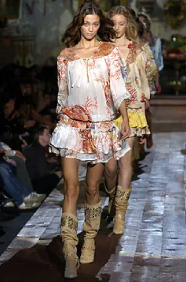Roberto Cavalli Coral Rose Print Mini Wrap Skirt