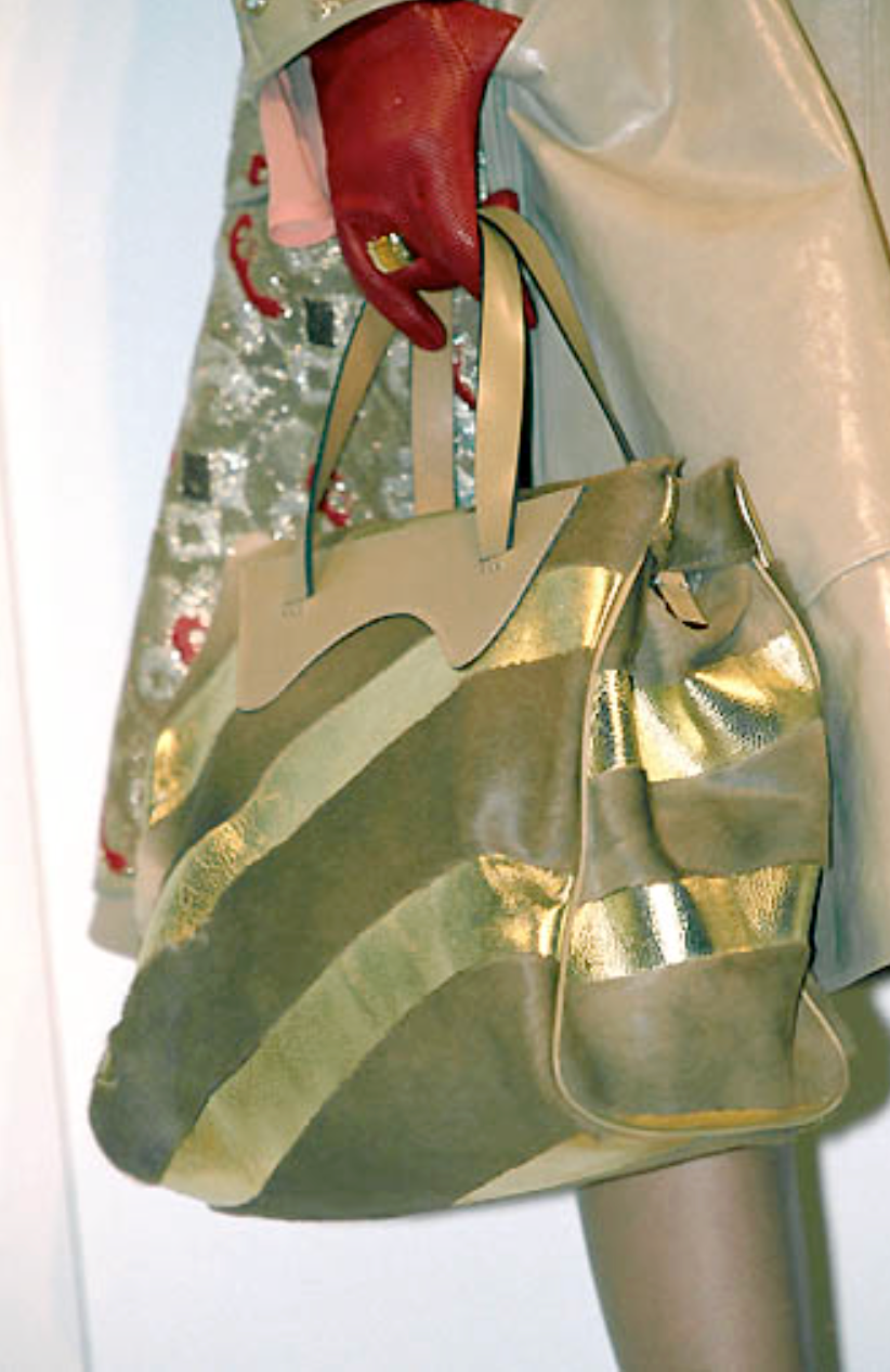 Fendi Metallic Gold Rhinestone Logo Baguette Bag