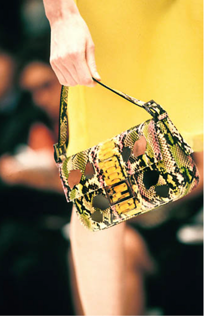 Fendi Mirrored Pony Hair Baguette Bag