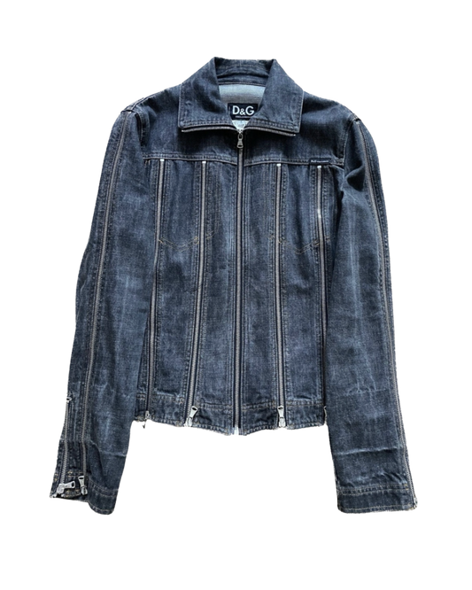 Dolce & Gabbana Zipper Shredder Denim Jacket