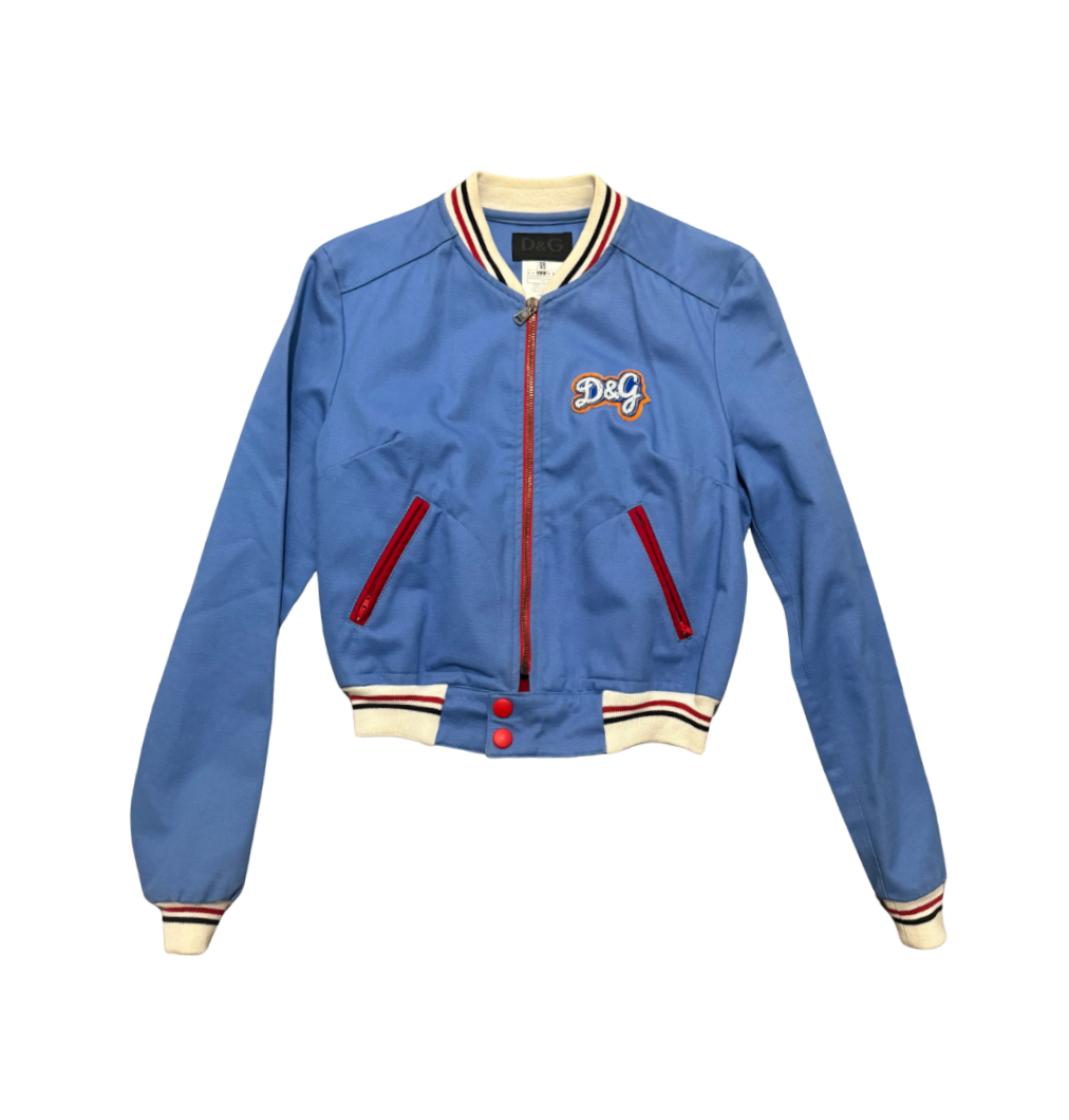 Dolce & Gabbana Cropped Blue Bomber Jacket