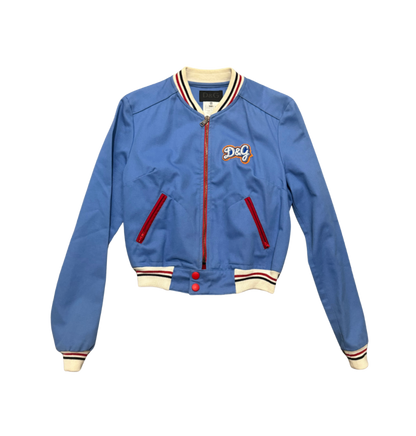 Dolce & Gabbana Cropped Blue Bomber Jacket
