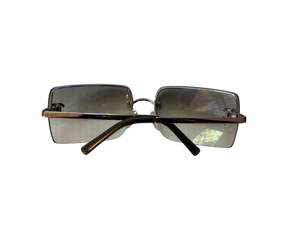 Chanel Clear Rectangle Rhinestone Logo Sunglasses