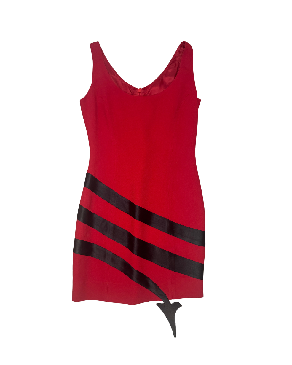 Moschino Red Satin Devil Horn Mini Dress