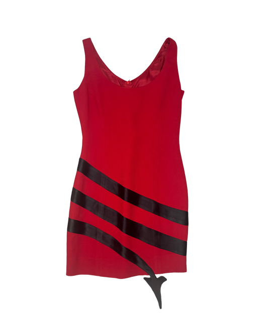 Moschino Red Satin Devil Horn Mini Dress