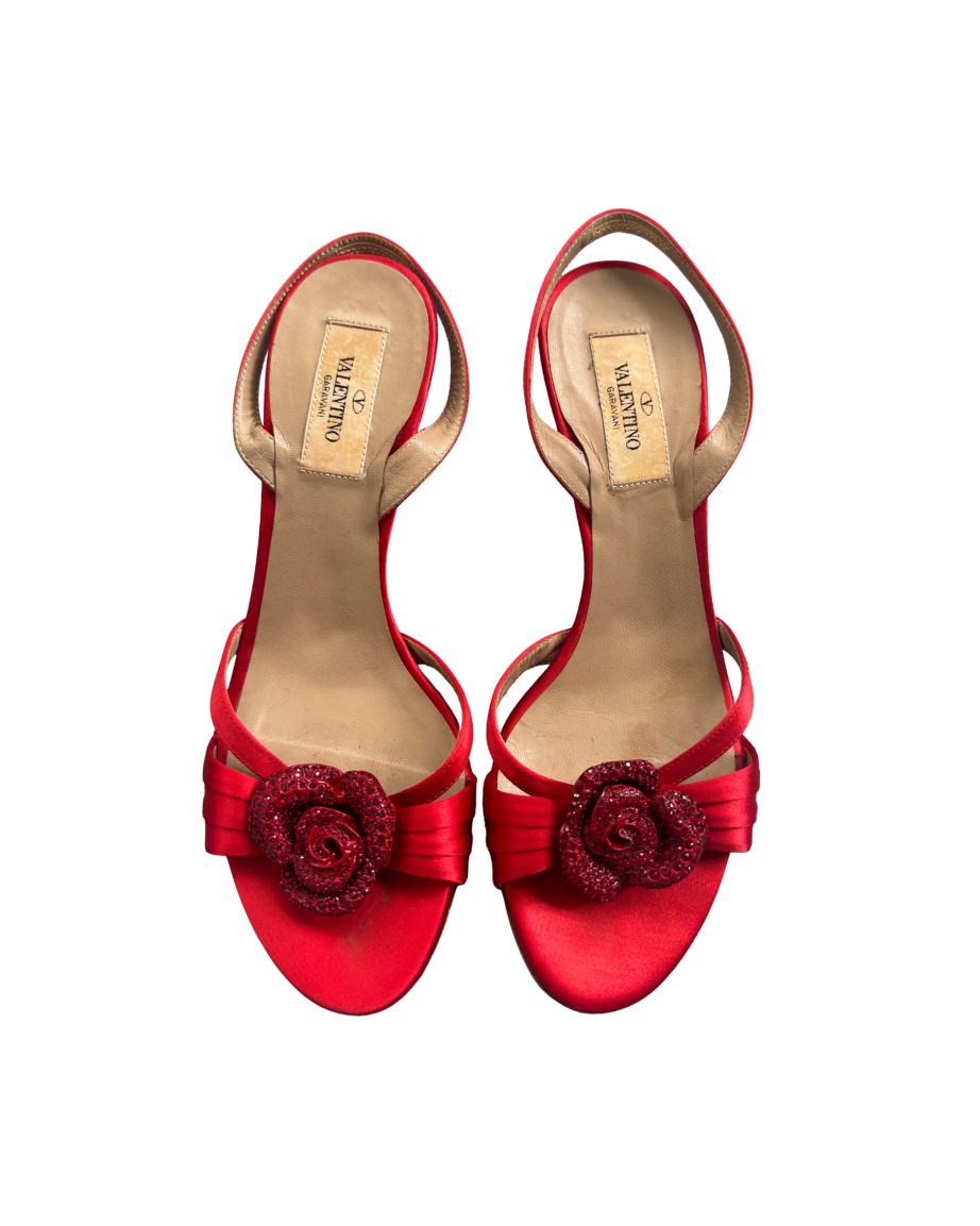 Valentino Garavani Red Rose Slingback Heels