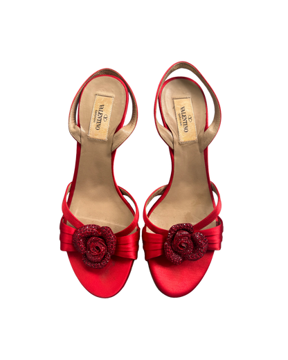Valentino Garavani Red Rose Slingback Heels