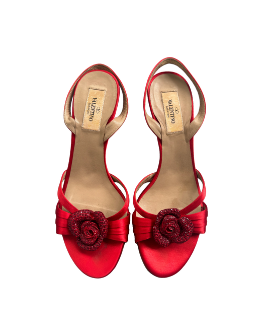 Valentino Garavani Red Rose Slingback Heels