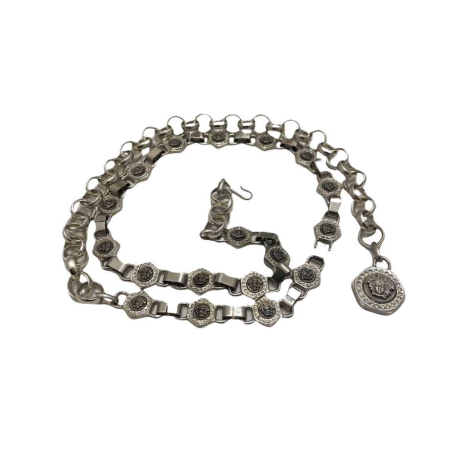 Gianni Versace Silver Rhinestone Chain Belt