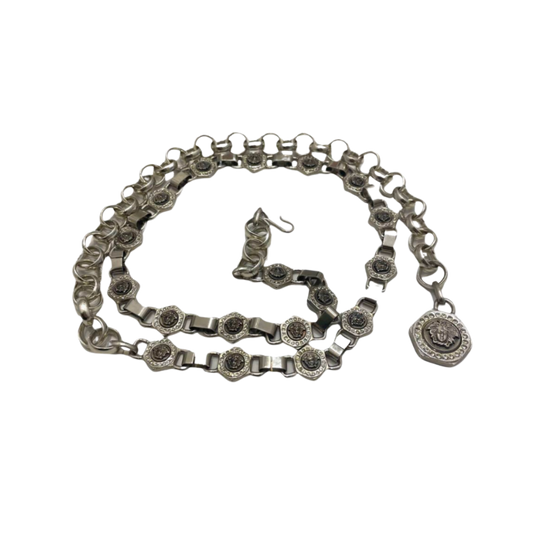 Gianni Versace Silver Rhinestone Chain Belt