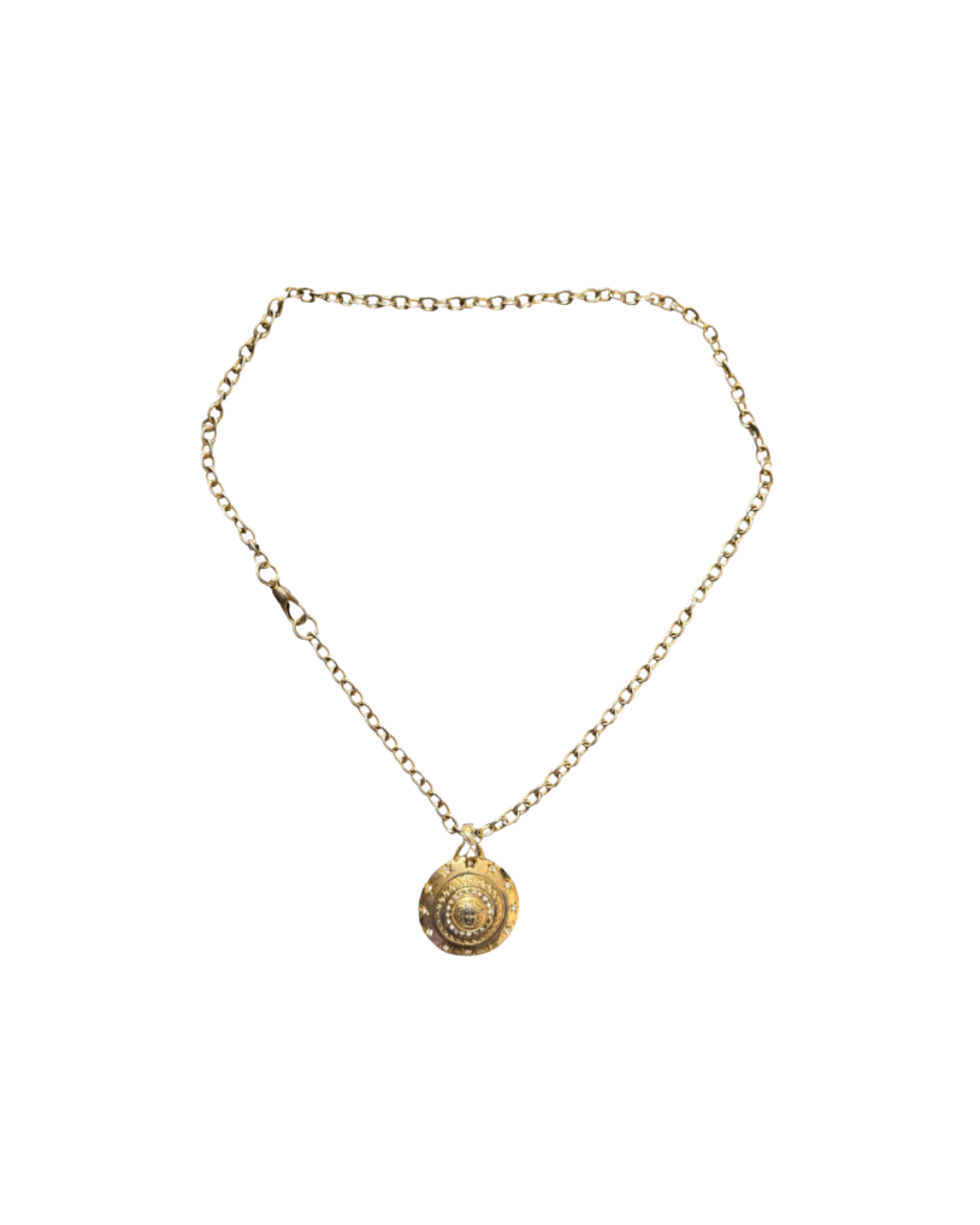 Gianni Versace Gold and Rhinestone Medusa Necklace