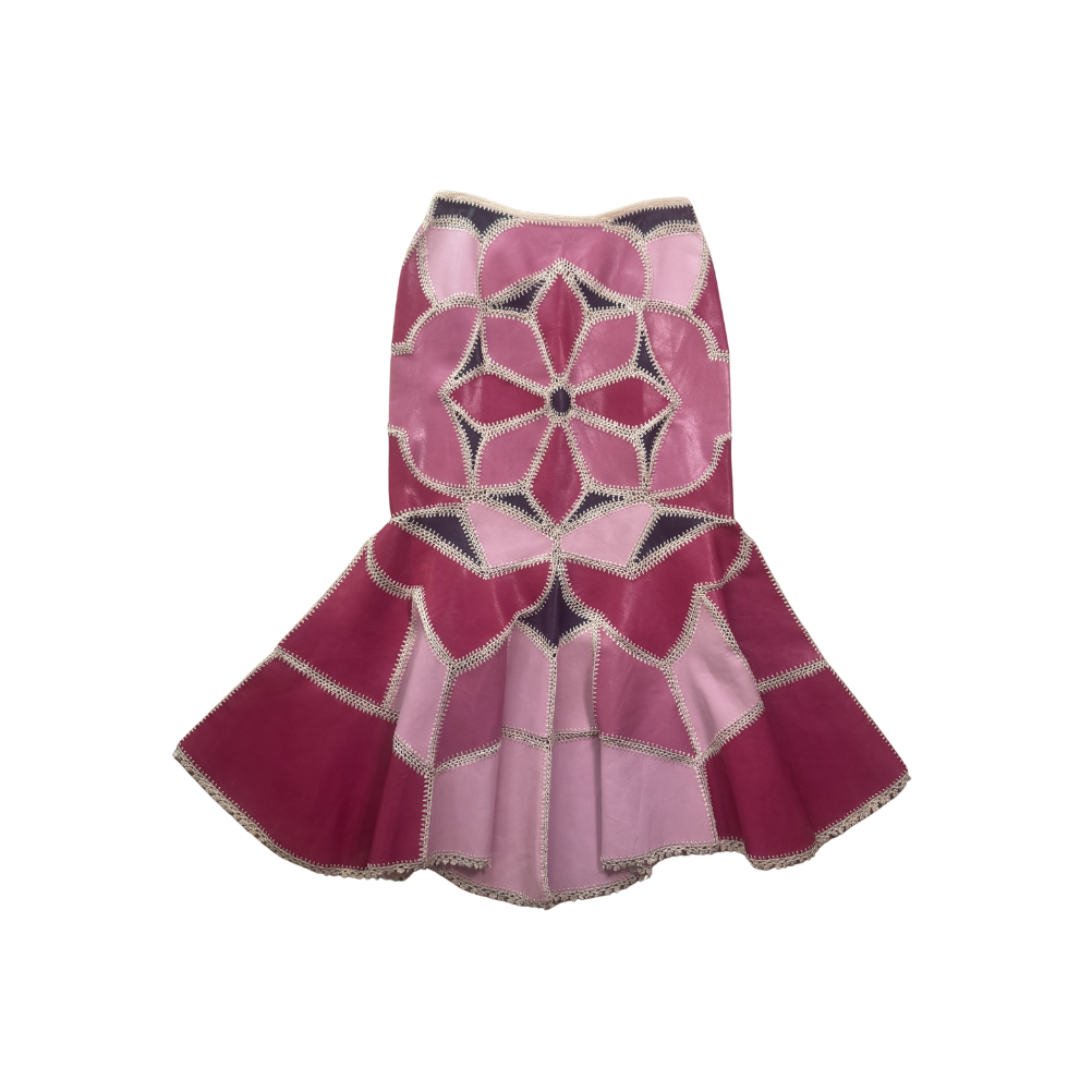Keita Maruyama Pink Patchwork Leather Mermaid Skirt