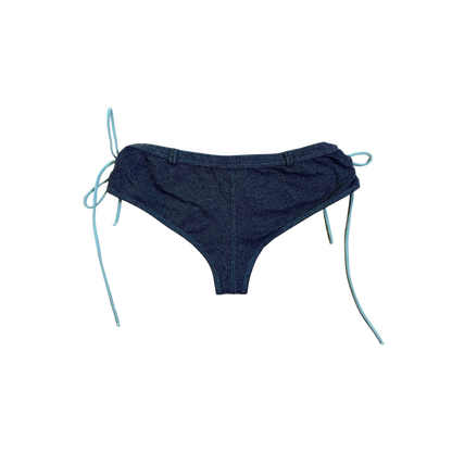 Dolce & Gabbana Micro Mini Lace Up Denim Printed Swim Shorts