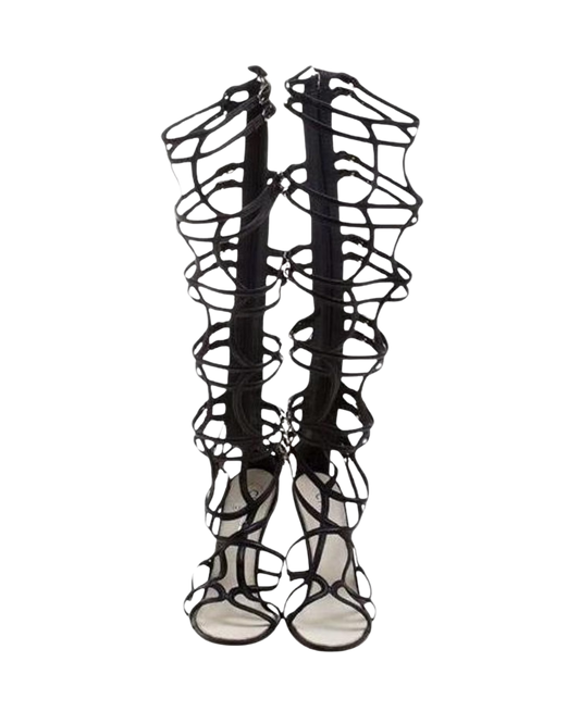 Chanel Leather Gladiator Wedge Sandals