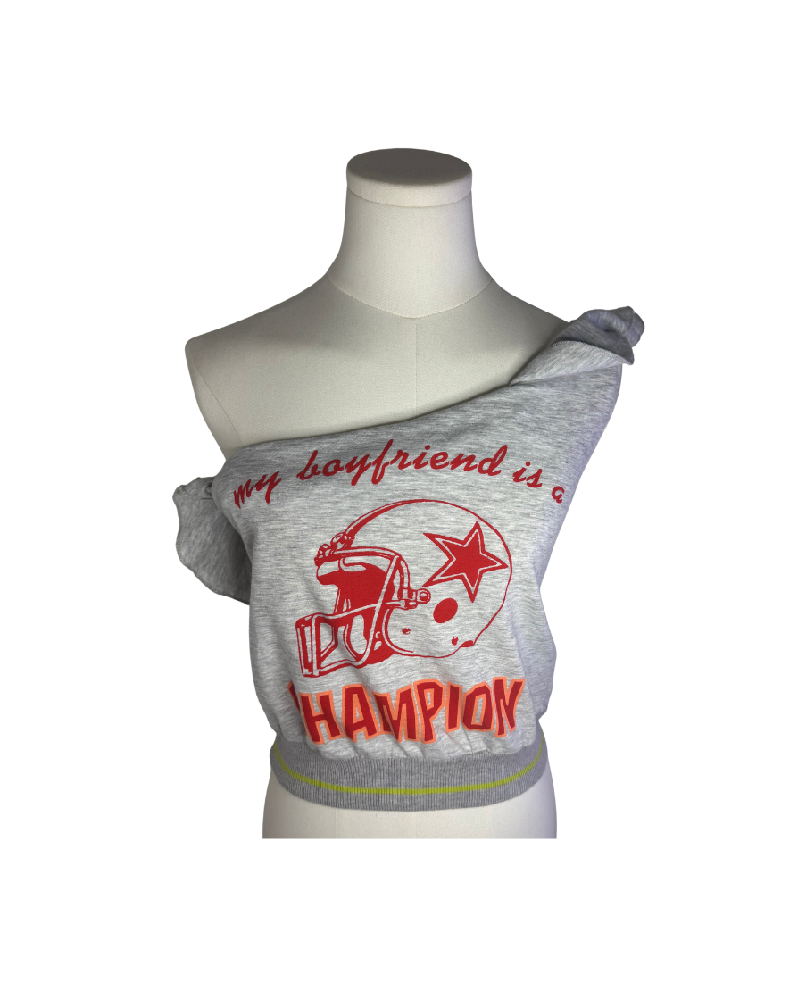 Dolce & Gabbana “My Boyfriend is a Champion” One Shoulder Top