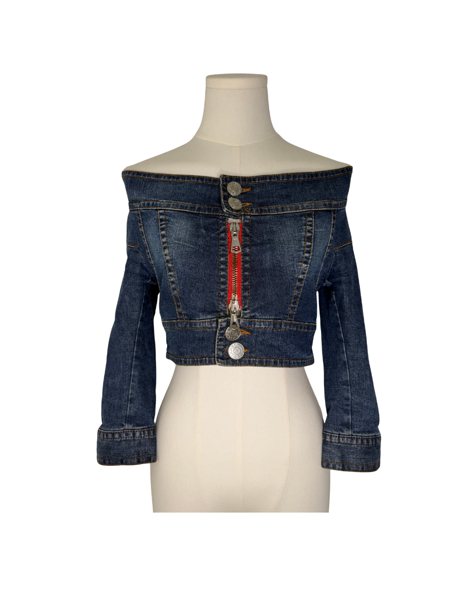 Dsquared² Cropped Denim Double-Zip Jacket