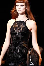 Versace Velvet Cross Embroidered Leather Detailed Skirt