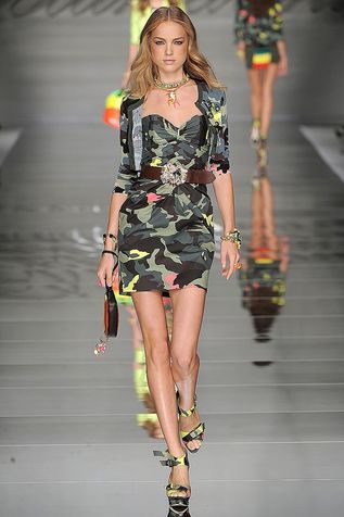Blumarine Neon Camouflage Mini Corset Dress