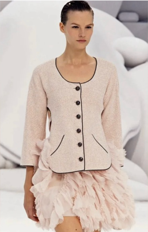 Chanel Pink Tweed Backless Tie Jacket